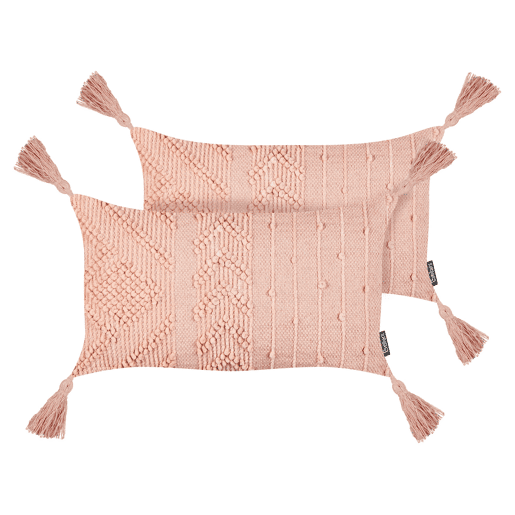 Conjunto de 2 almofadas decorativas VALVARIA Algodão 30 x 50 cm Rosa pêssego Padrão chevrón