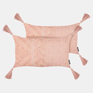 Conjunto de 2 almofadas decorativas VALVARIA Algodão 30 x 50 cm Rosa pêssego Padrão chevrón