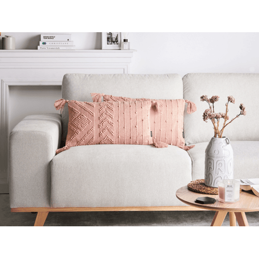 Conjunto de 2 almofadas decorativas VALVARIA Algodão 30 x 50 cm Rosa pêssego Padrão chevrón