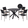 Conjunto de refeições de jardim 4 lugares MALETTOGROSSETO Preto