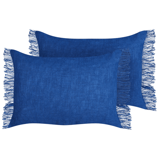 Conjunto de 2 almofadas decorativas MABA Algodão 50 x 35 cm Azul marinho Sólido