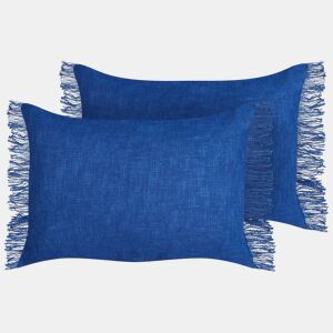 Conjunto de 2 almofadas decorativas MABA Algodão 50 x 35 cm Azul marinho Sólido