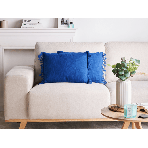 Conjunto de 2 almofadas decorativas MABA Algodão 50 x 35 cm Azul marinho Sólido