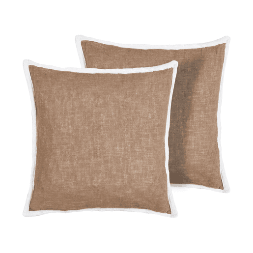 Conjunto de 2 almofadas decorativas IANTHE Algodão 45 x 45 cm Castanho Sólido