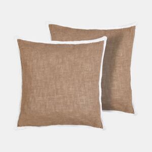 Conjunto de 2 almofadas decorativas IANTHE Algodão 45 x 45 cm Castanho Sólido