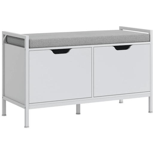 HOMCOM Banco Sapateira com Assento com Almofada Amovível para 4 Pares de Sapatos Banco Sapateira para Entrada Corredor Sala de Estar 84x35x50 cm Branco
