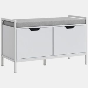 HOMCOM Banco Sapateira com Assento com Almofada Amovível para 4 Pares de Sapatos Banco Sapateira para Entrada Corredor Sala de Estar 84x35x50 cm Branco
