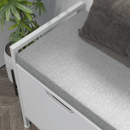 HOMCOM Banco Sapateira com Assento com Almofada Amovível para 4 Pares de Sapatos Banco Sapateira para Entrada Corredor Sala de Estar 84x35x50 cm Branco