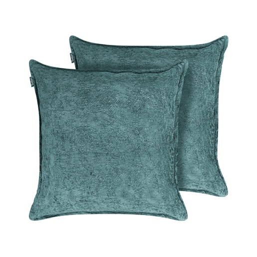 Conjunto de 2 almofadas decorativas VERPIS Algodão 50 x 50 cm Azul Sólido