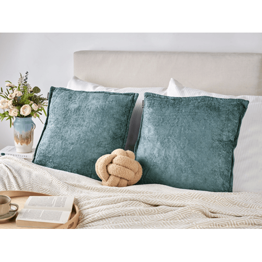 Conjunto de 2 almofadas decorativas VERPIS Algodão 50 x 50 cm Azul Sólido