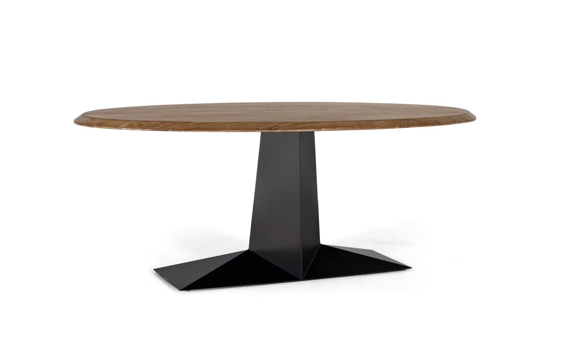 Mesa de comedor madera de acacia natural y hierro .GINER Y COLOMER