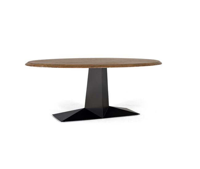 Mesa de comedor madera de acacia natural y hierro negro 200cm 78x200x100
