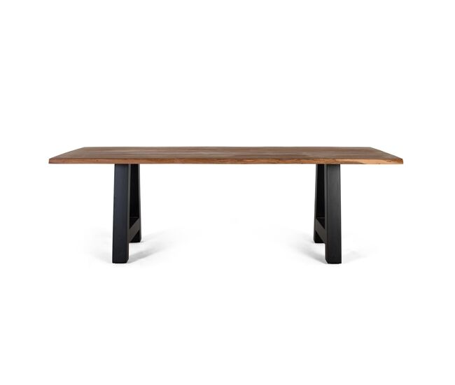 Mesa de comedor de acacia y patas de metal 240 cm 77x240x100