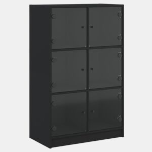 vidaXL Armário alto c portas 68x37x109 cm derivados de madeira preto