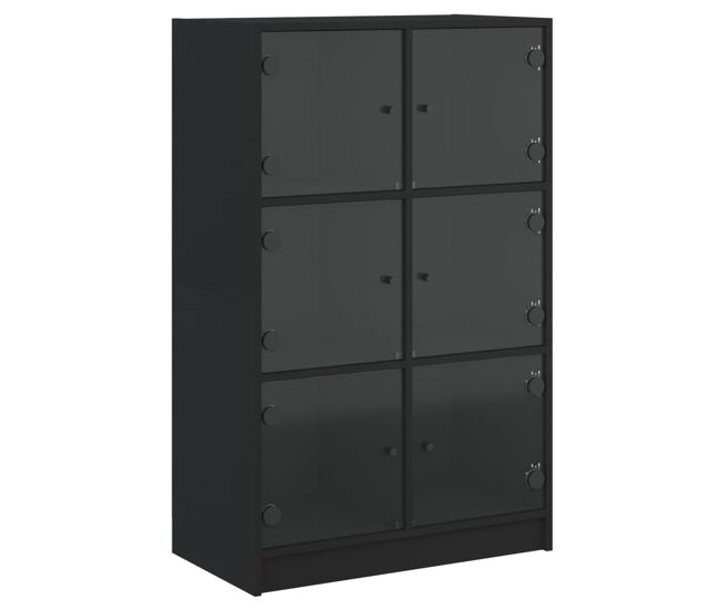 Vidaxl aparador alto con puertas madera ingeniería negro 68x37x109 cm