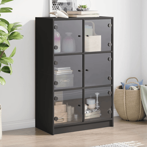 vidaXL Armário alto c portas 68x37x109 cm derivados de madeira preto vidaXL Armário alto c portas 68x37x109 cm derivados de madeira preto