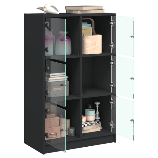vidaXL Armário alto c portas 68x37x109 cm derivados de madeira preto vidaXL Armário alto c portas 68x37x109 cm derivados de madeira preto