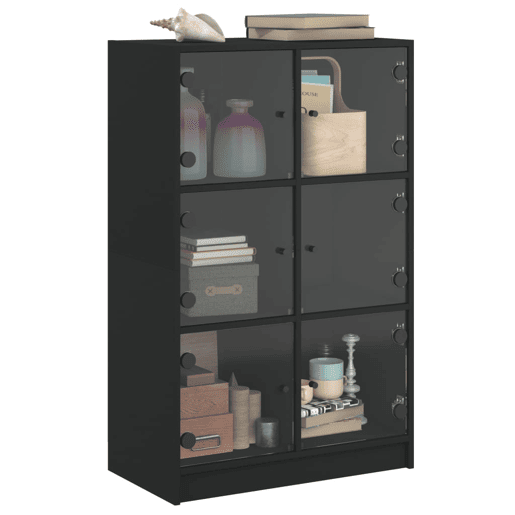 vidaXL Armário alto c portas 68x37x109 cm derivados de madeira preto vidaXL Armário alto c portas 68x37x109 cm derivados de madeira preto