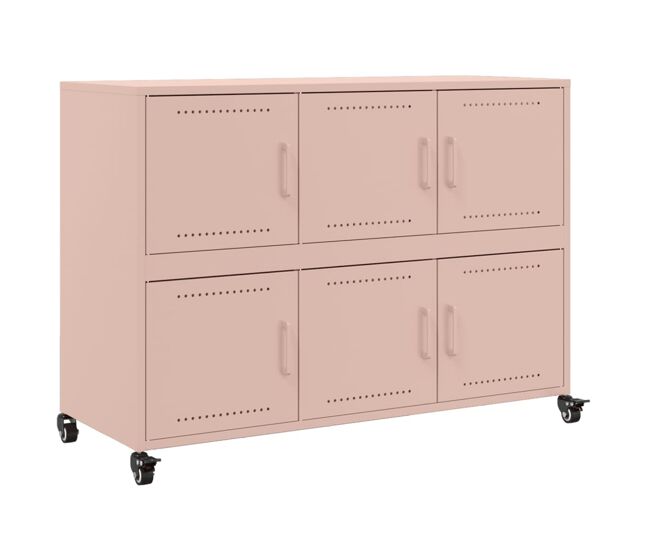 Vidaxl aparador de acero rosa 100,5x39x72 cm