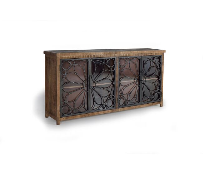 Aparador de madera de mango y toques en metal negro 95x190x40