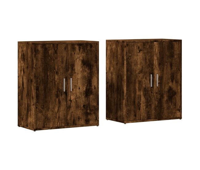 Vidaxl aparador de madera de ingeniería 2 uds roble ahumado 60x31x70cm