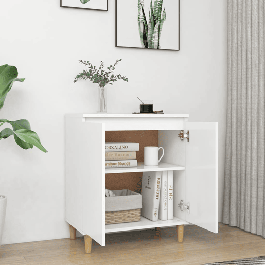 vidaXL Aparador c pernas de madeira 60x35x70 cm contraplacado branco