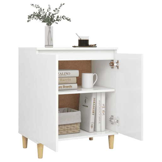 vidaXL Aparador c pernas de madeira 60x35x70 cm contraplacado branco