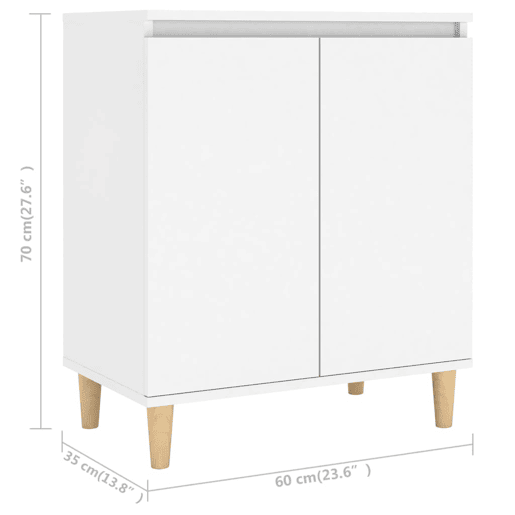 vidaXL Aparador c pernas de madeira 60x35x70 cm contraplacado branco