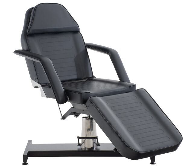 Camilla de estética hidráulica v2 tapizada en cuero sintético simil cuero negro 185x64x125 cm