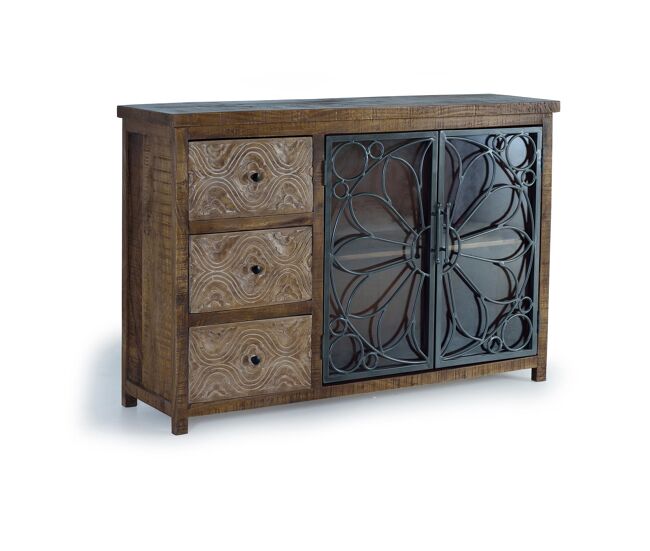 Aparador de madera de mango marrón envejecido 96x140x40
