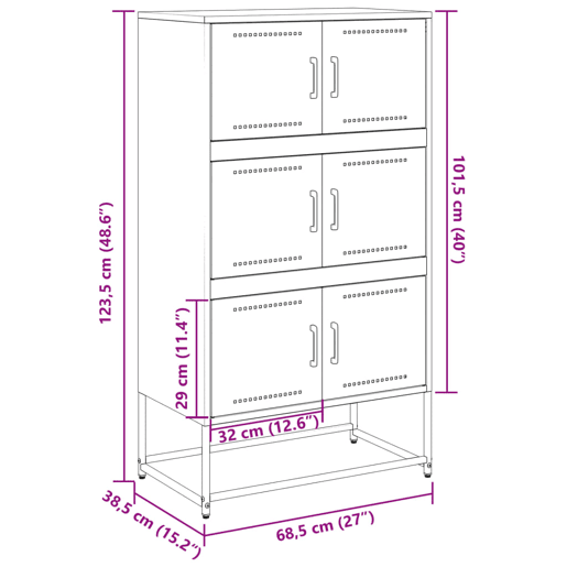 vidaXL Aparador 68,5x38,5x123,5 cm aço branco