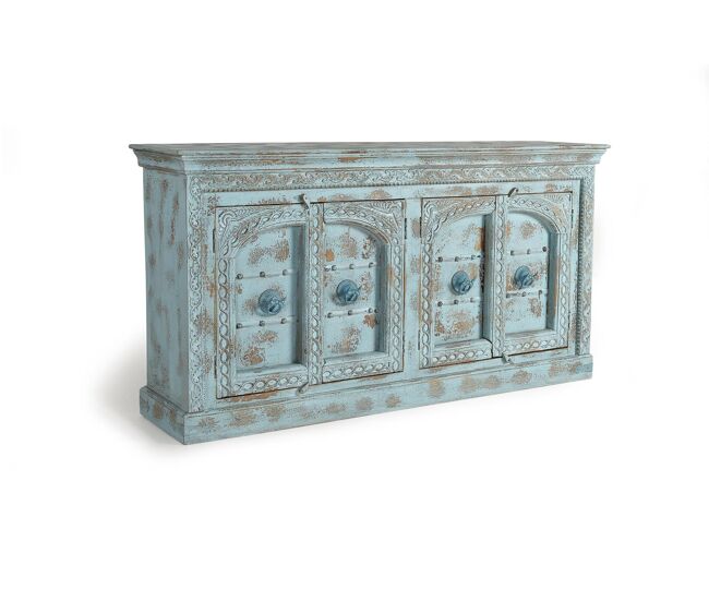 Aparador 4 puertas en madera de mango azul 100x190x45