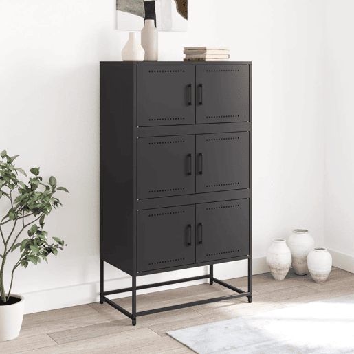 vidaXL Aparador 68,5x38,5x123,5 cm aço preto