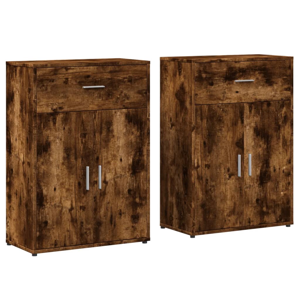Vidaxl aparadores 2 uds madera de ingeniería roble ahumado 60x30x84 cm