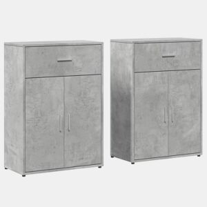 vidaXL Aparadores 2 pcs 60x30x84 cm derivados madeira cinzento cimento