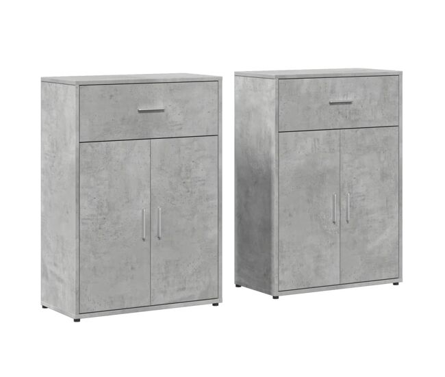 Vidaxl aparadores 2 uds madera de ingeniería gris hormigón 60x30x84 cm