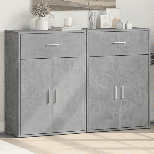 vidaXL Aparadores 2 pcs 60x30x84 cm derivados madeira cinzento cimento