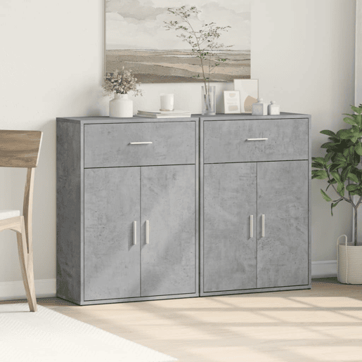 vidaXL Aparadores 2 pcs 60x30x84 cm derivados madeira cinzento cimento