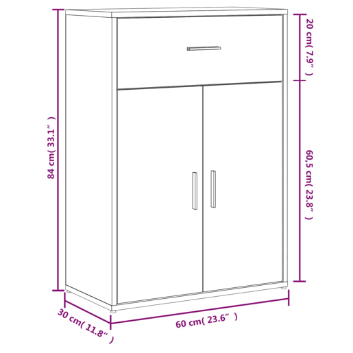 vidaXL Aparadores 2 pcs 60x30x84 cm derivados madeira cinzento cimento