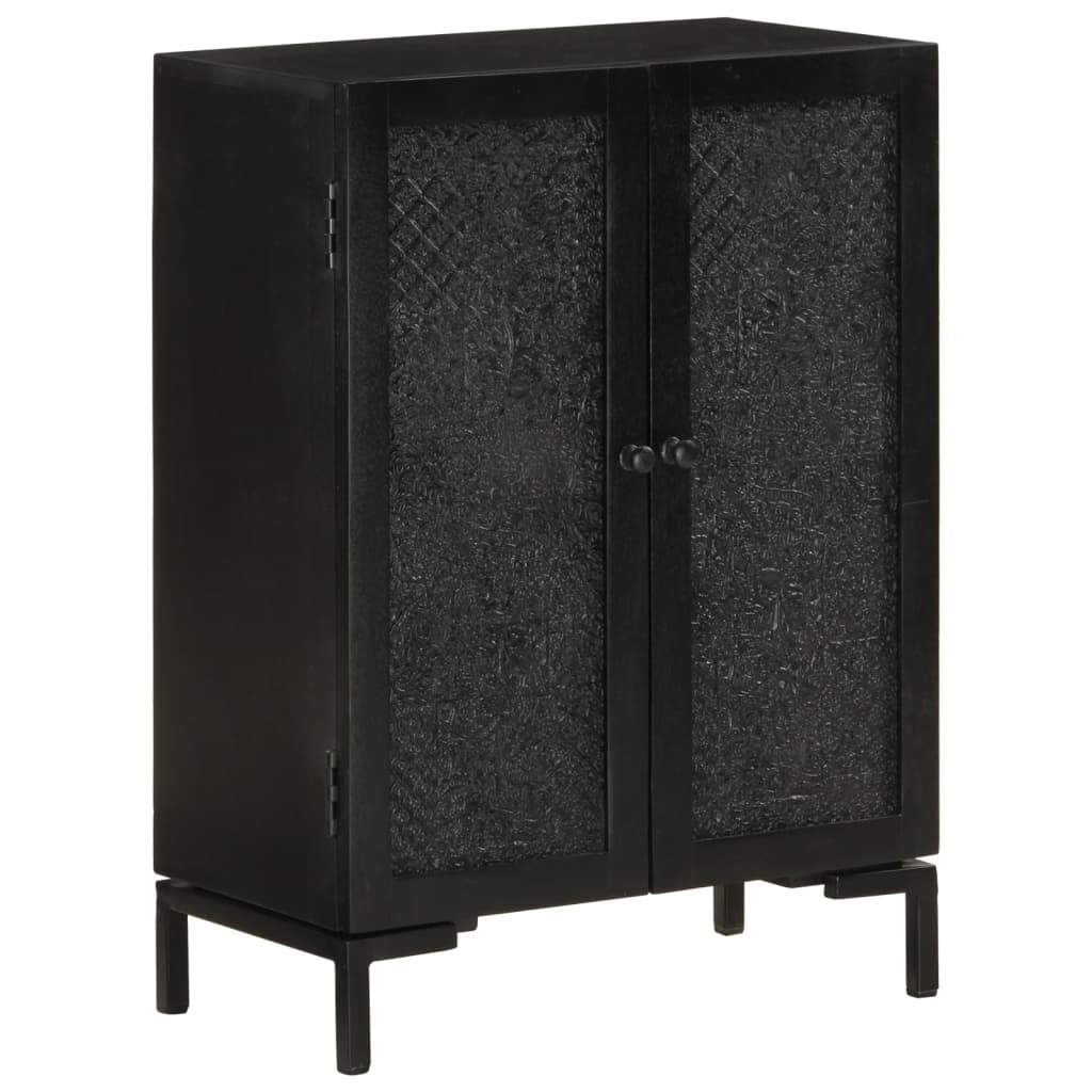 Vidaxl aparador de hierro y madera maciza de mango negro 55x30x77 cm