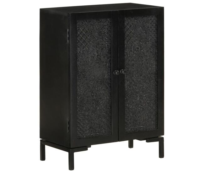 Vidaxl aparador de hierro y madera maciza de mango negro 55x30x77 cm