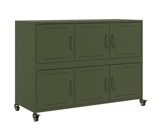 Vidaxl aparador de acero verde oliva 100,5x39x72 cm