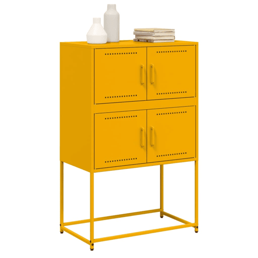 vidaXL Aparador 68,5x38,5x107 cm aço amarelo mostarda