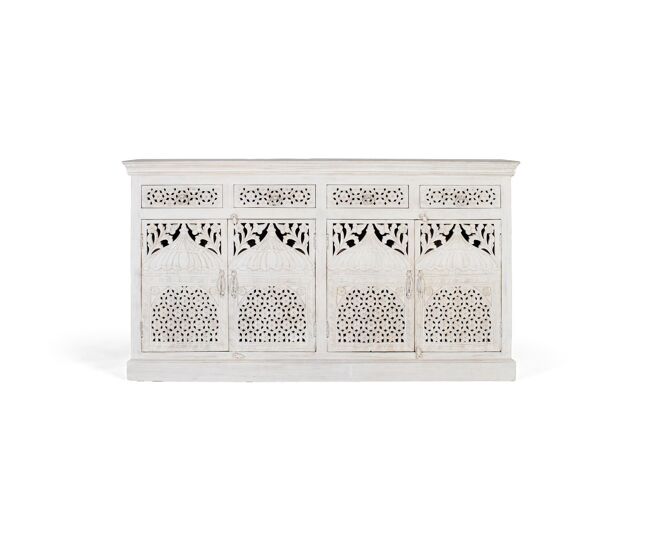Aparador de 4 puertas y 4 cajones en madera de mango 90x180x40