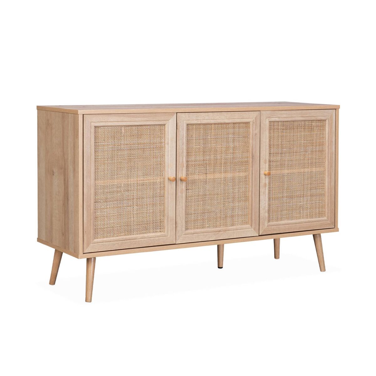 Aparador 3 puertas de caña, 120cm 120 Madera