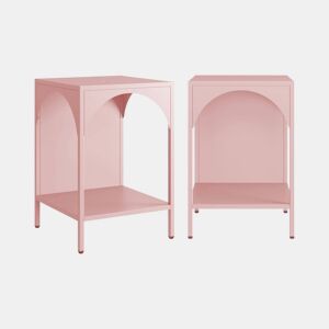 Mesa de cabeceira industrial, set de 2, Soho, Rosa, 35x35x52 cm