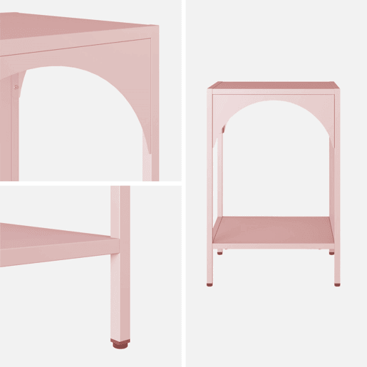 Mesa de cabeceira industrial, set de 2, Soho, Rosa, 35x35x52 cm