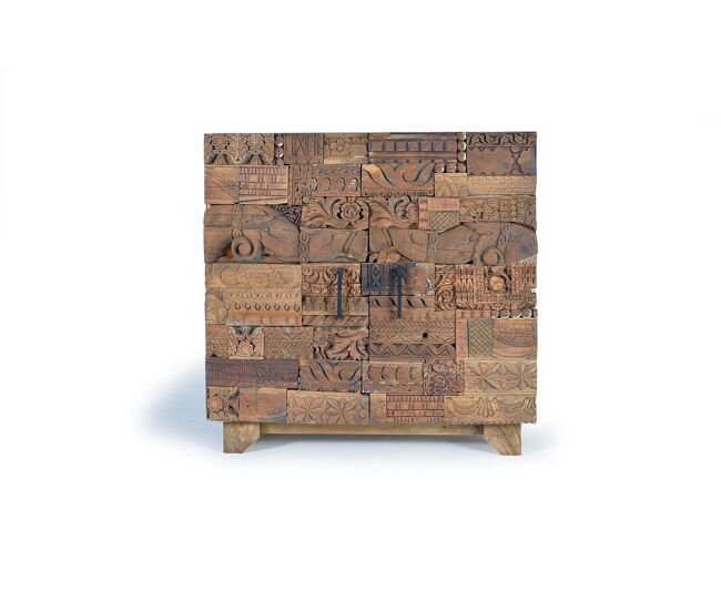 Aparador de madera de mango y madera reciclada 90x90x50