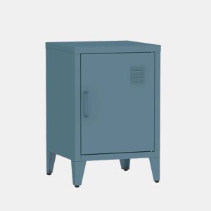 Mesa de cabeceira industrial 1 porta, Soho, Azul escuro, 38x38x57 cm