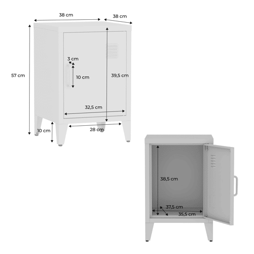 Mesa de cabeceira industrial 1 porta, Soho, Azul escuro, 38x38x57 cm Mesa de cabeceira industrial 1 porta, Soho, Azul escuro, 38x38x57 cm